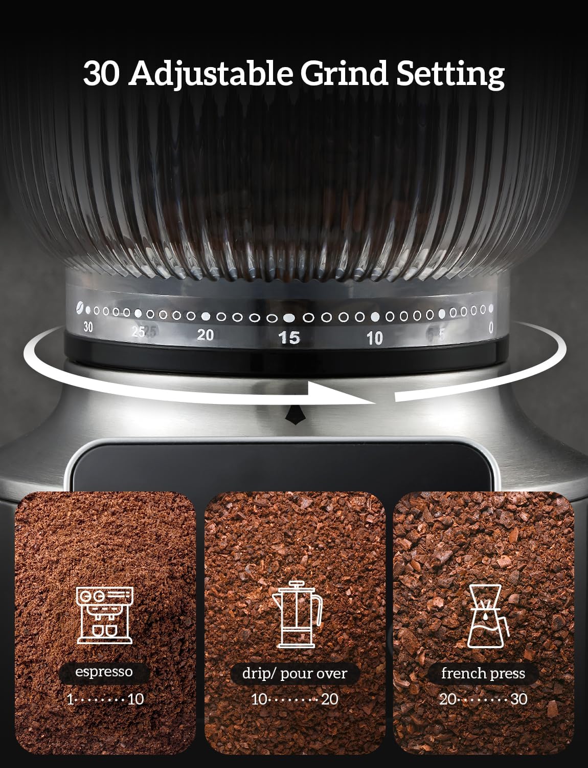 Stainless Steel Espresso Grinder with Portafilter Holder Q6774