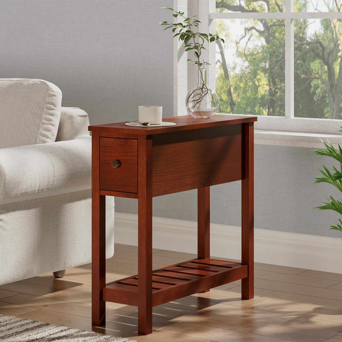 Narrow Side Table with Drawer Set of 2 N236260