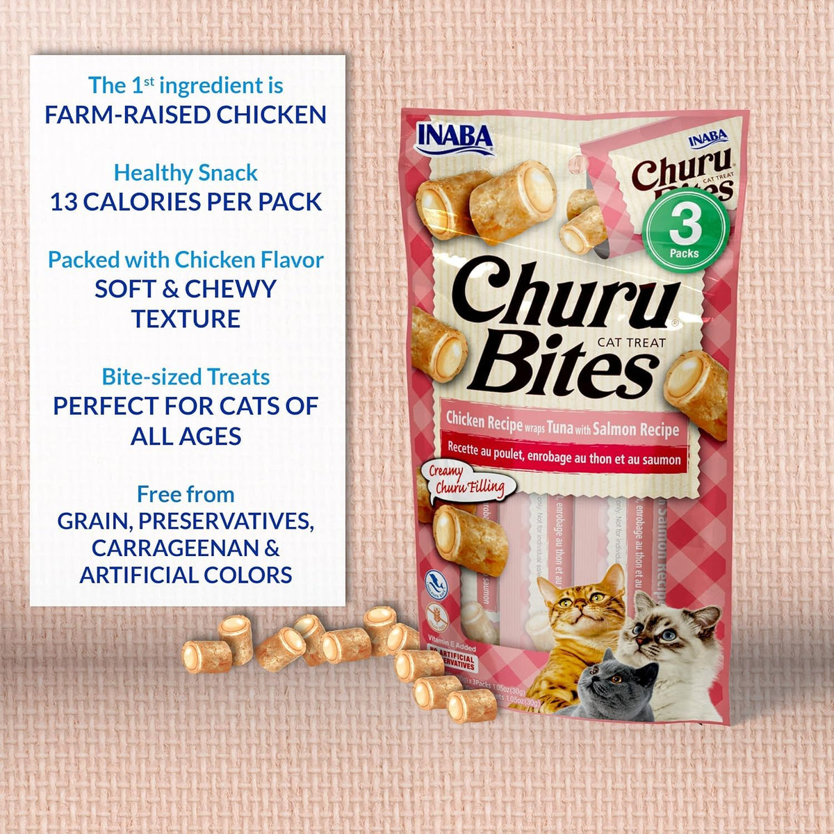 Soft Baked Chicken Cat Treats with Green Tea Extract, 12 Tubes M294260