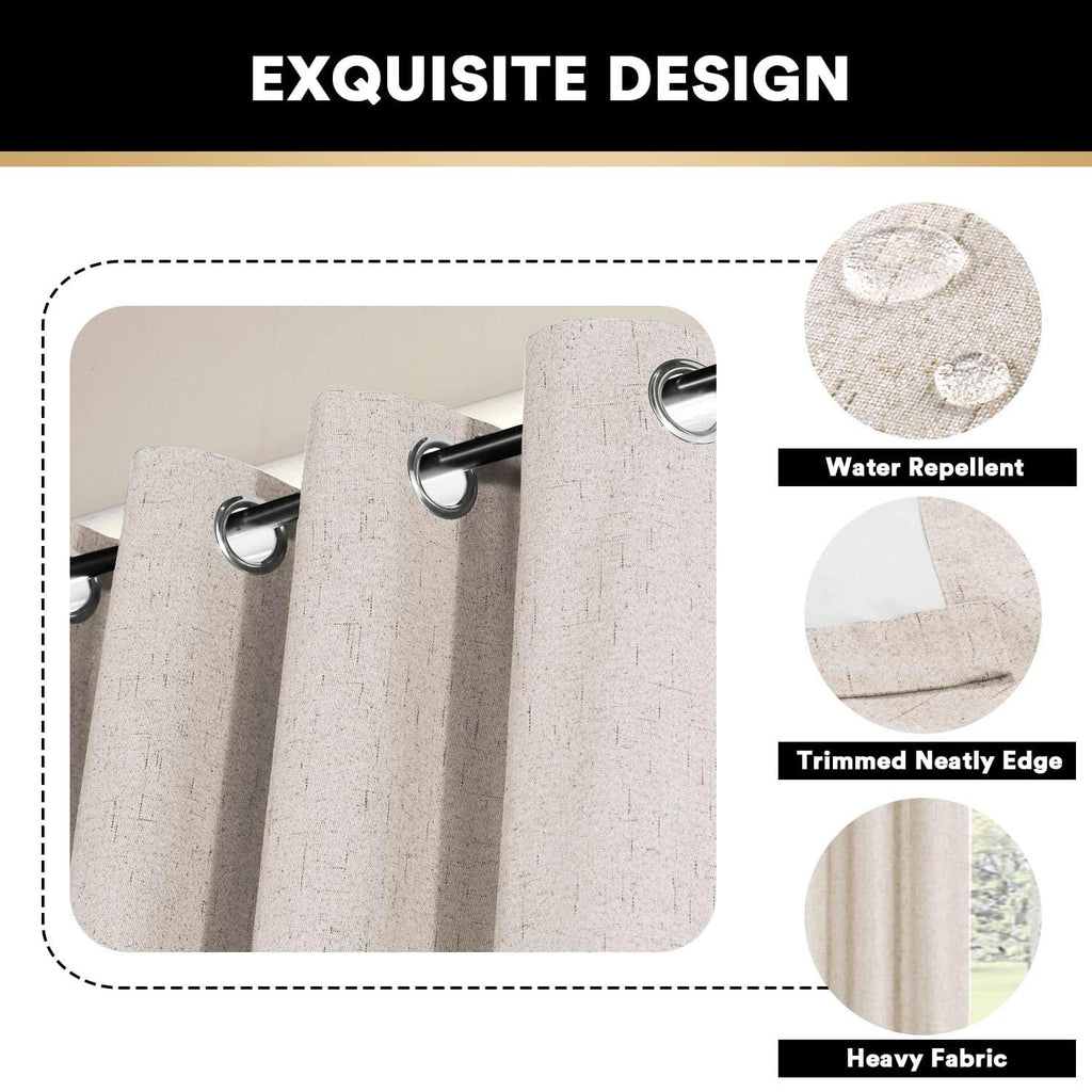 Blackout Curtains 84 Inches Long Faux Linen Thermal Insulated W100 X L84 Inch I570707