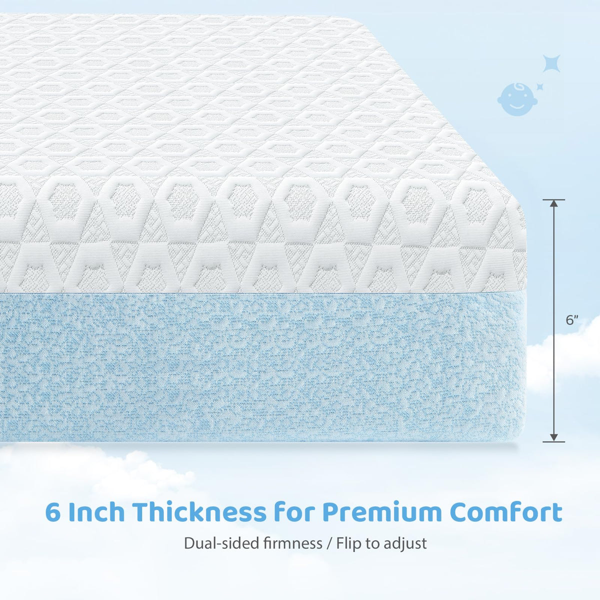 Dual-Sided Gel Memory Foam Crib Mattress T150