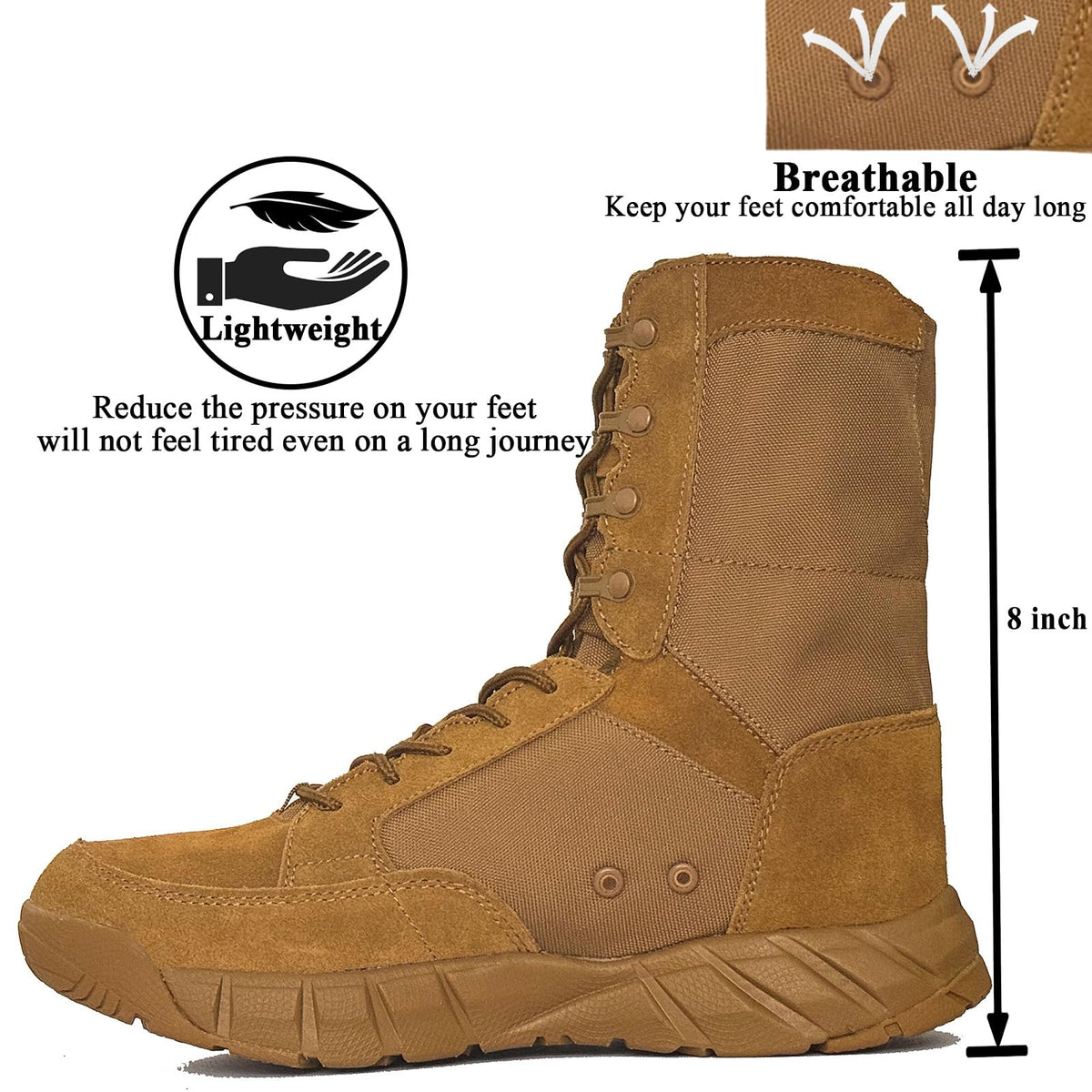Coyote Brown Lace Up Tactical Boots L473059