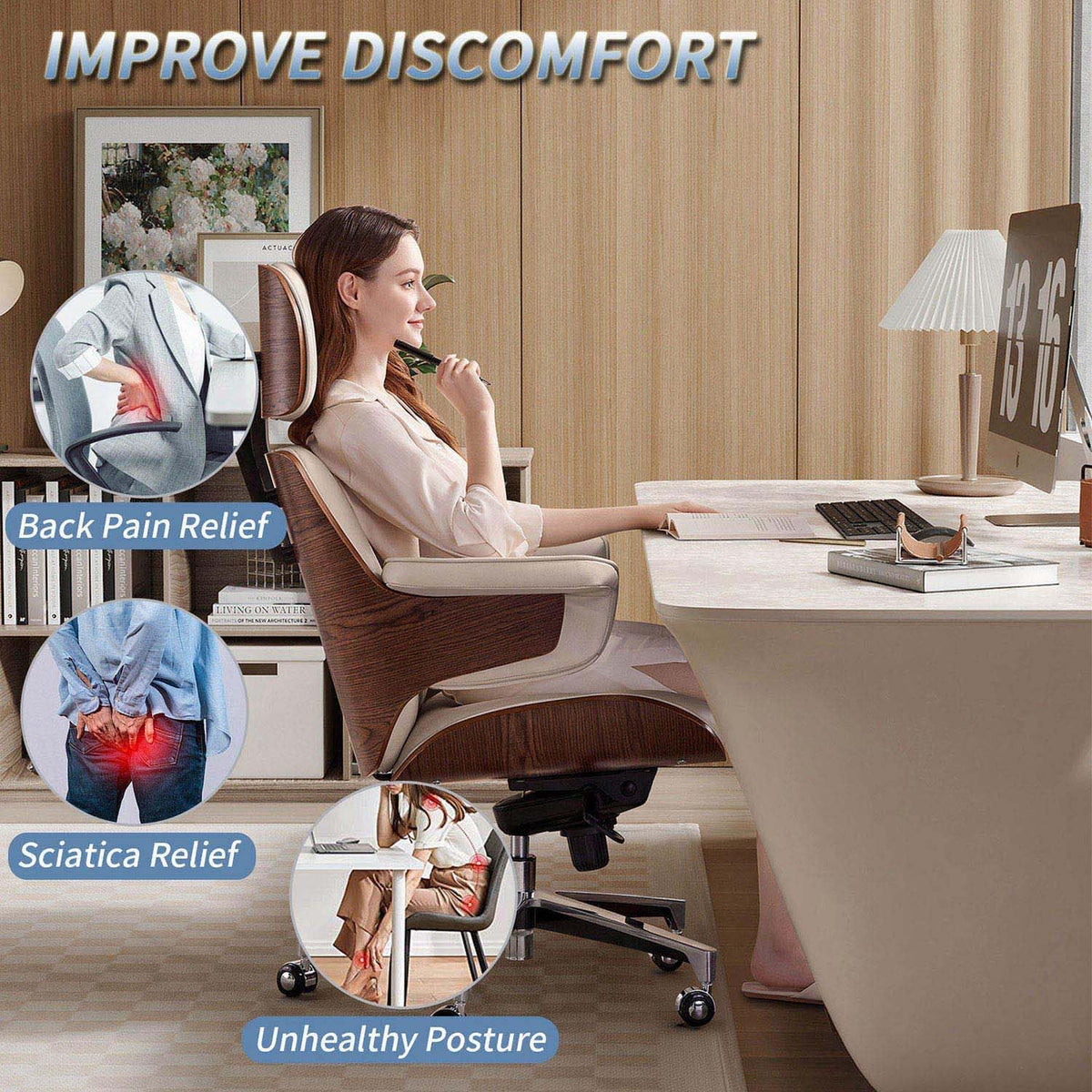 Black Memory Foam Wedge Seat Cushion F45216
