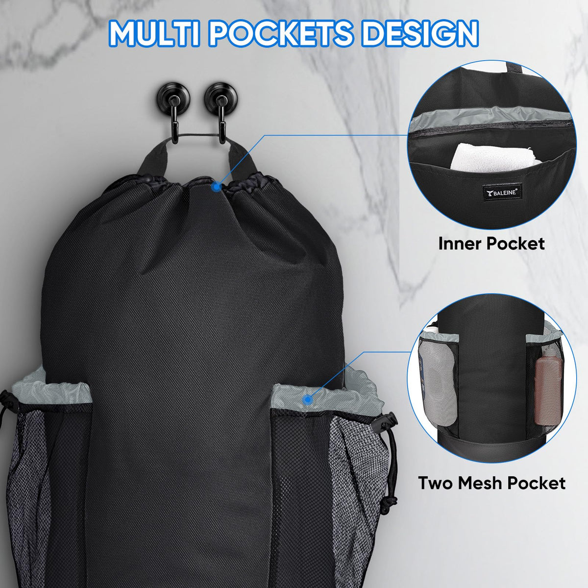 120L Oxford Laundry Bag Backpack with Shoulder Straps T3444