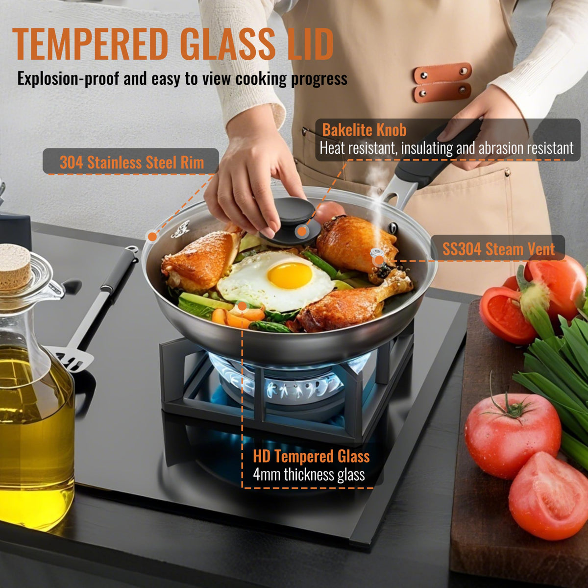 Tempered Glass Pot and Pan Lid 10.5 Inch Y82392