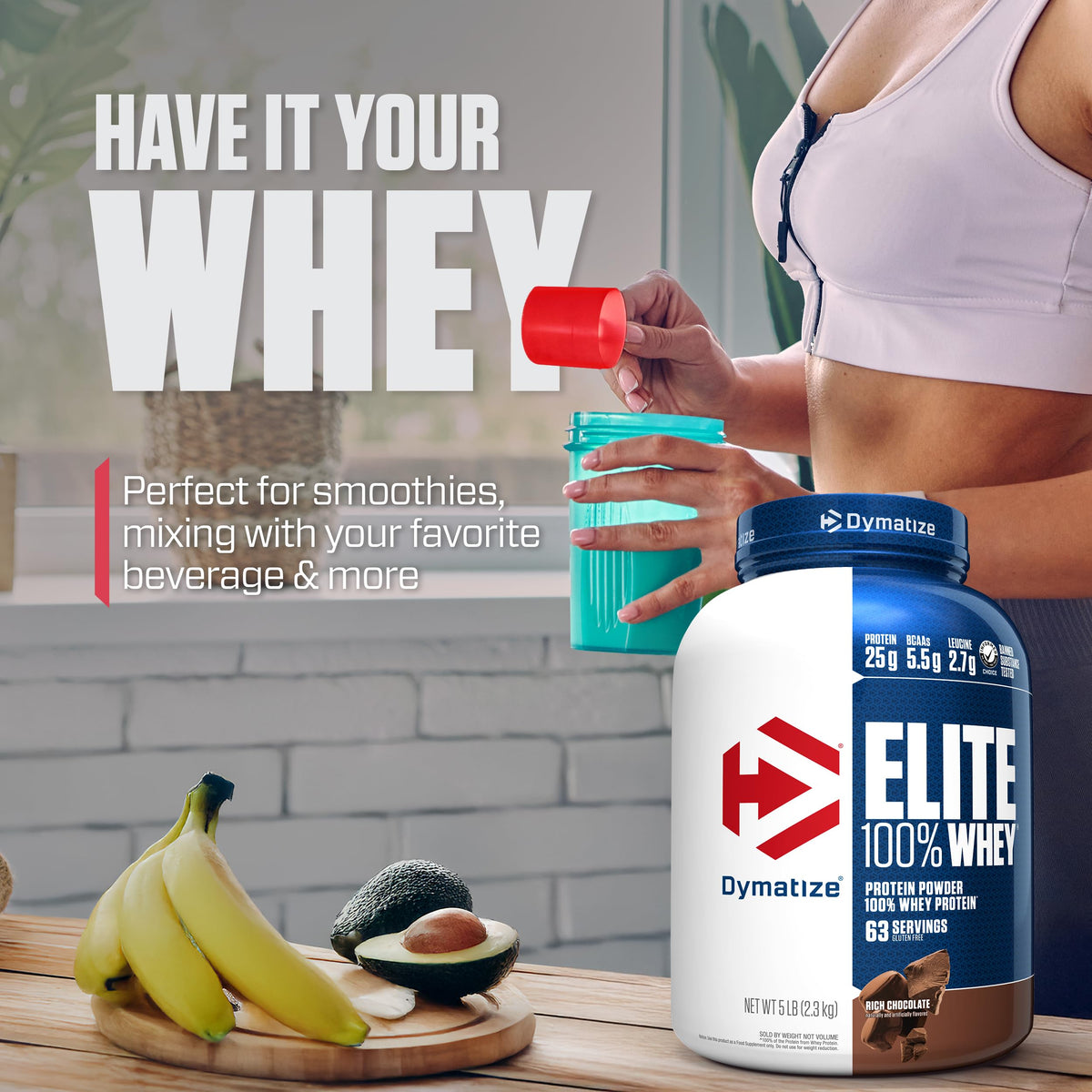 100% Whey Protein Powder, 25g Protein, Rich Chocolate, 5 Pound D668193