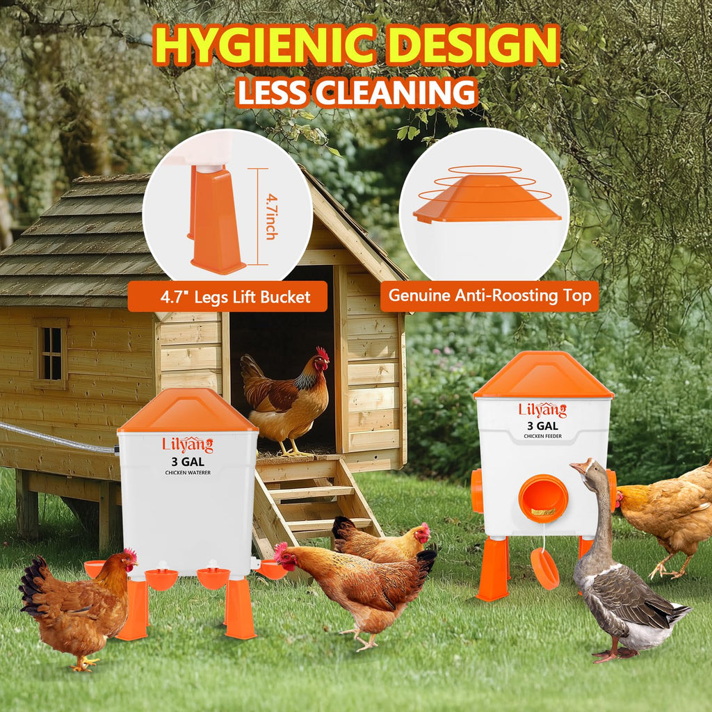 3 Gallon Automatic Chicken Waterer & Feeder Set F229777