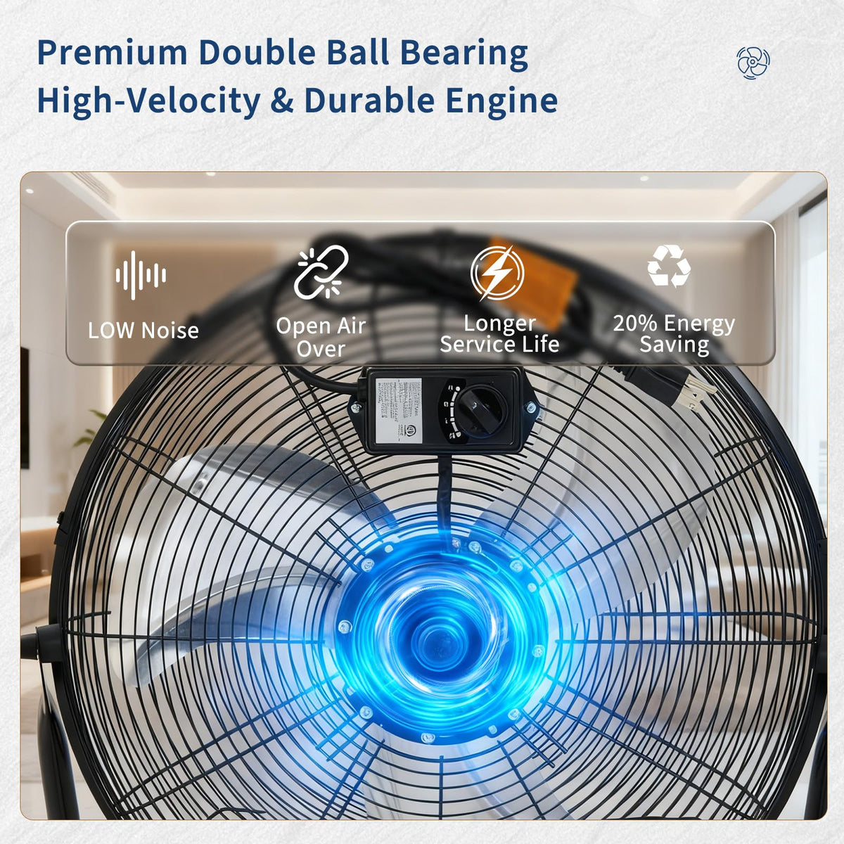 20 Inch High Velocity 3 Speeds Portable Floor Fan Q38838