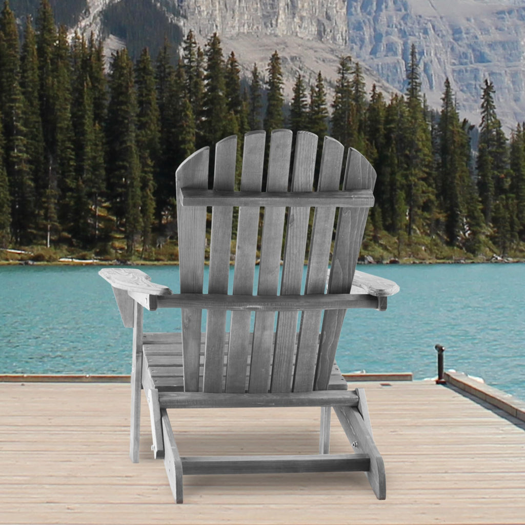 Wood Folding Adirondack Chair Set of 2 Solid Cedar L582403