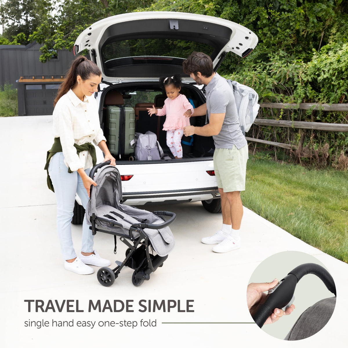 Lightweight Compact Travel Stroller with Canopy, Storage Basket & Recline N78781