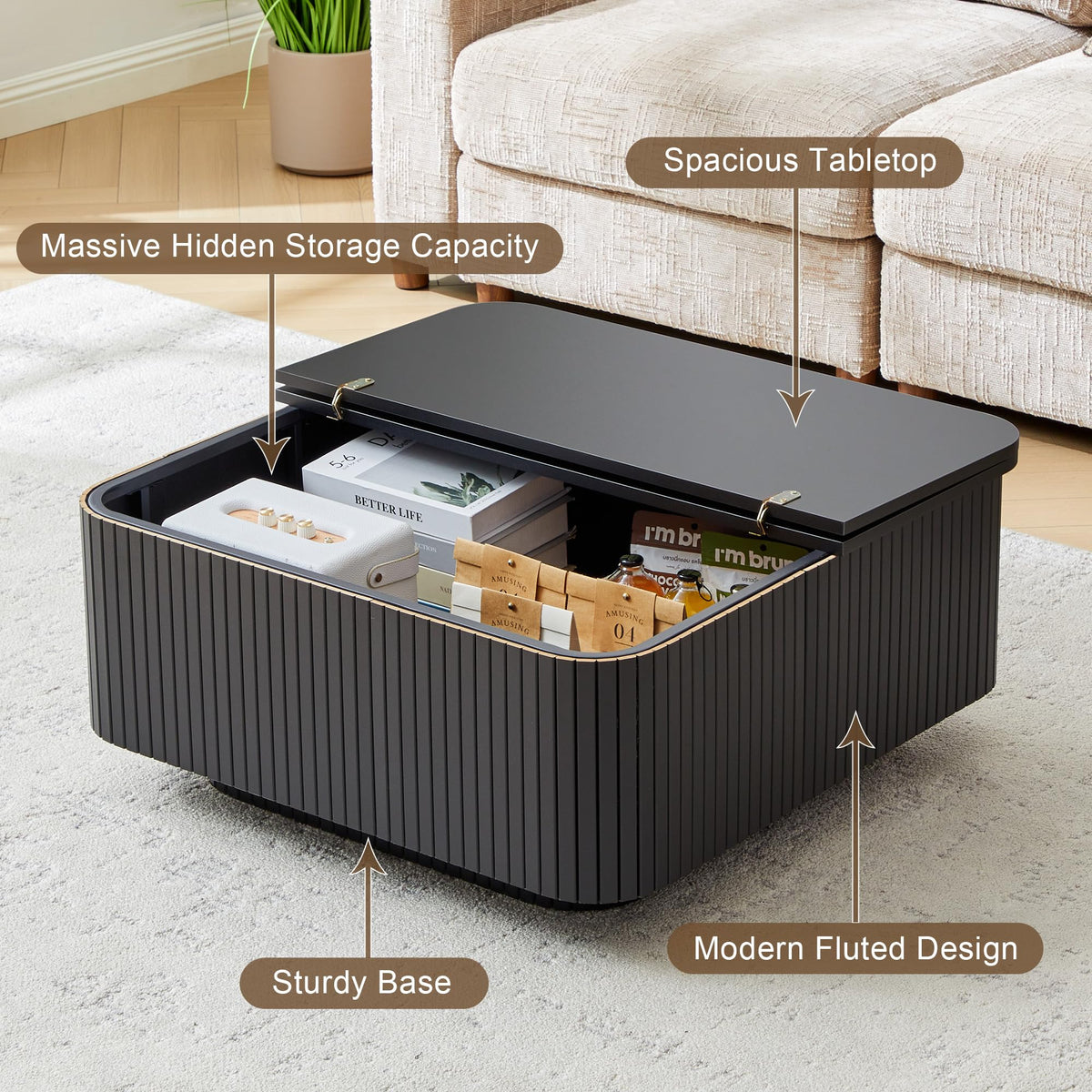 31.5" Square Coffee Table with Storage R883