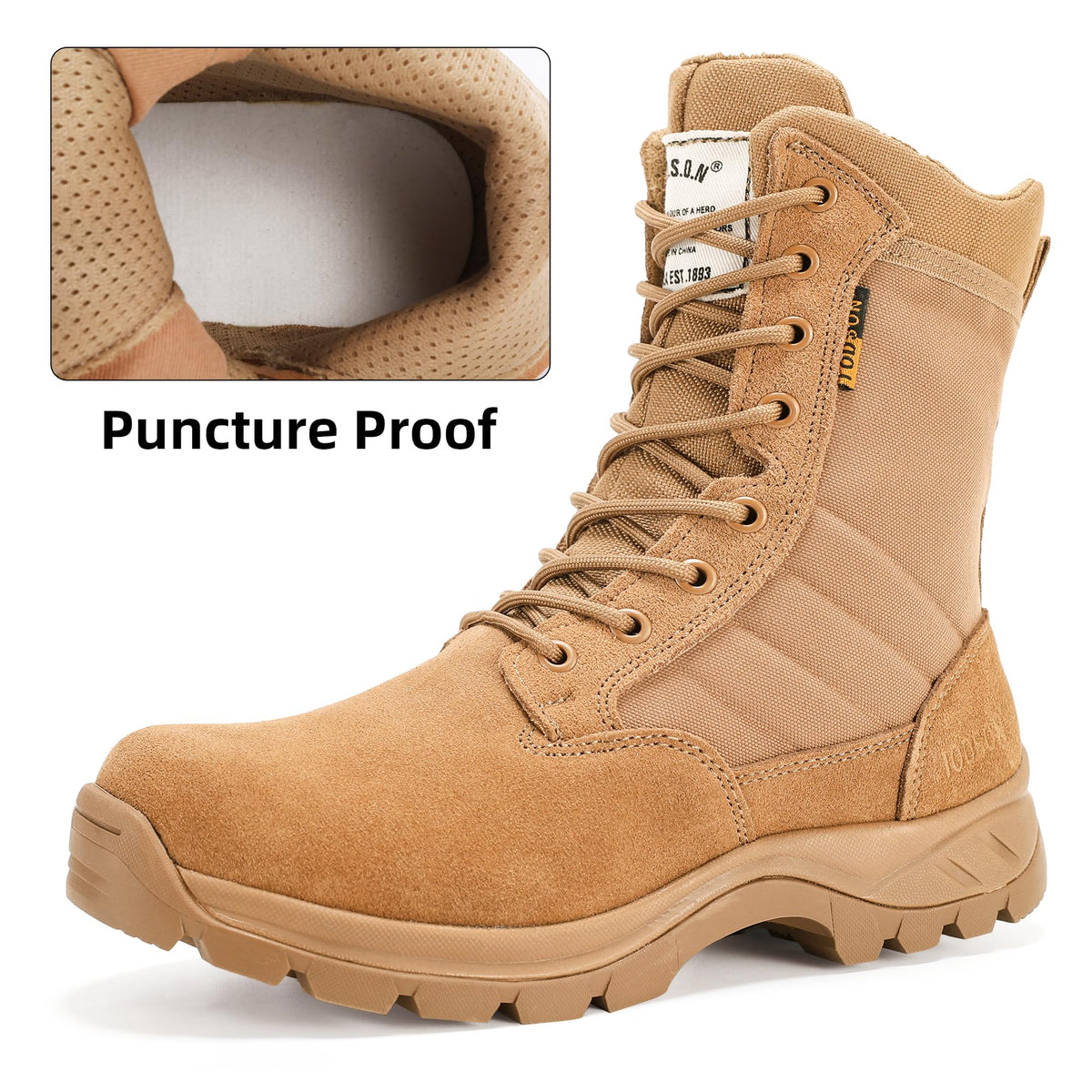 Men's 8 Inch Lightweight Tactical Work Boots Y94185