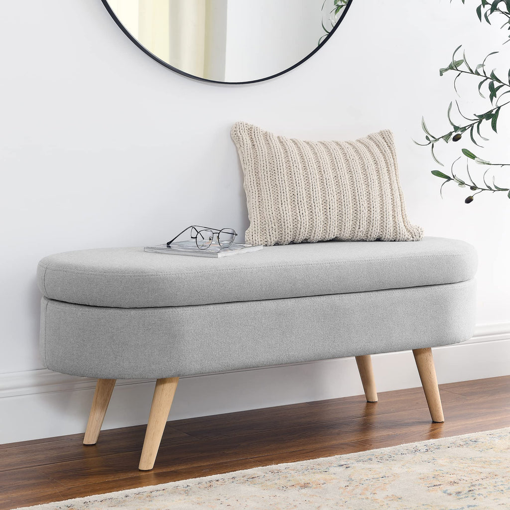 Oval Storage Bench with Rubber Wood Legs K834526