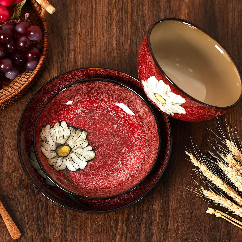 12 Pcs Floral Ceramic Dinnerware Set for 4 I241861