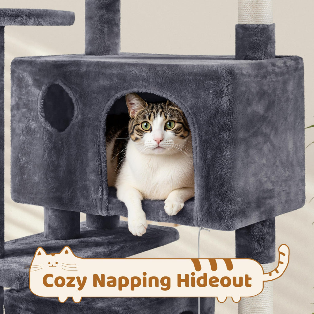 70in Multi-Level Cat Tree with Sisal Scratching Posts R714511