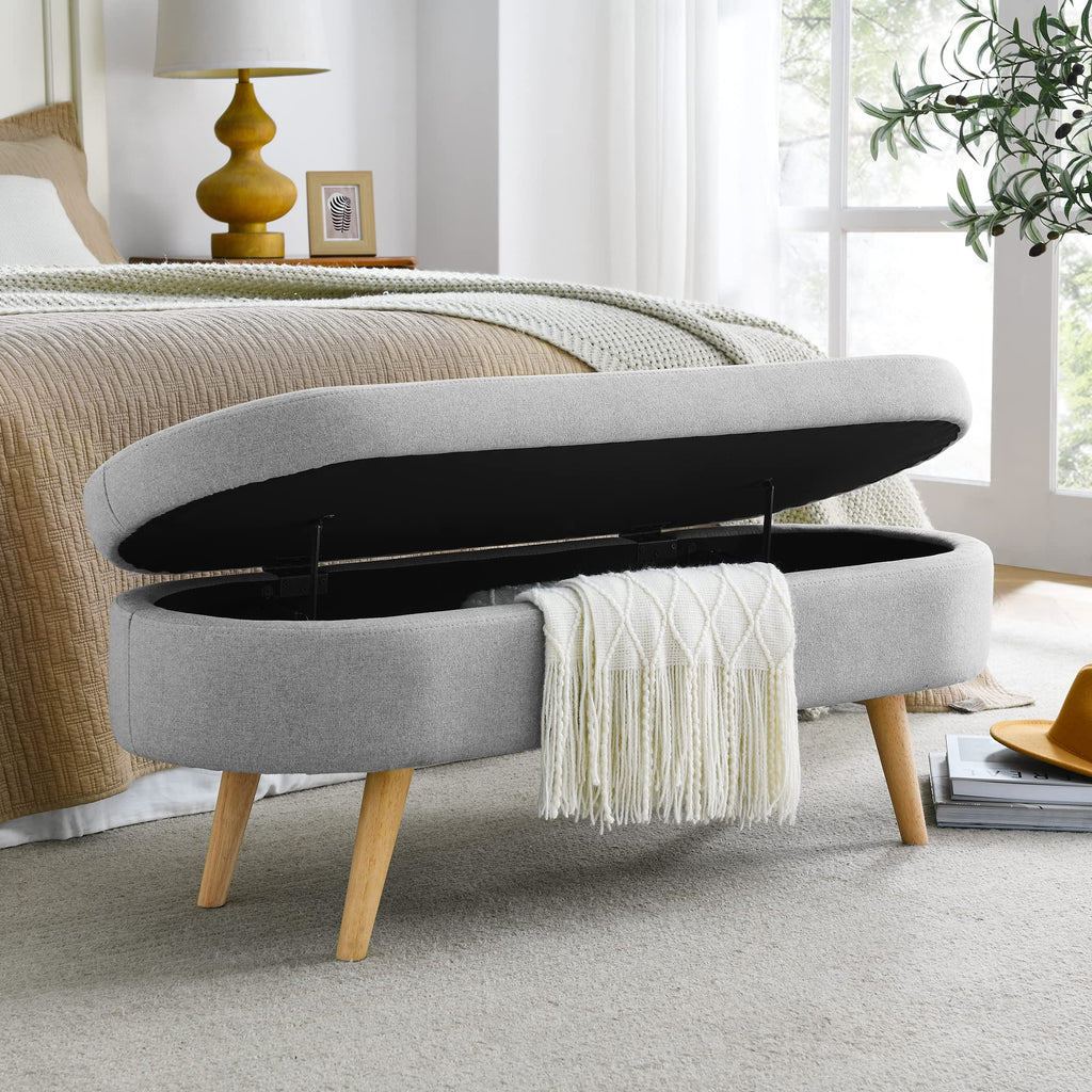 Oval Storage Bench with Rubber Wood Legs K834526