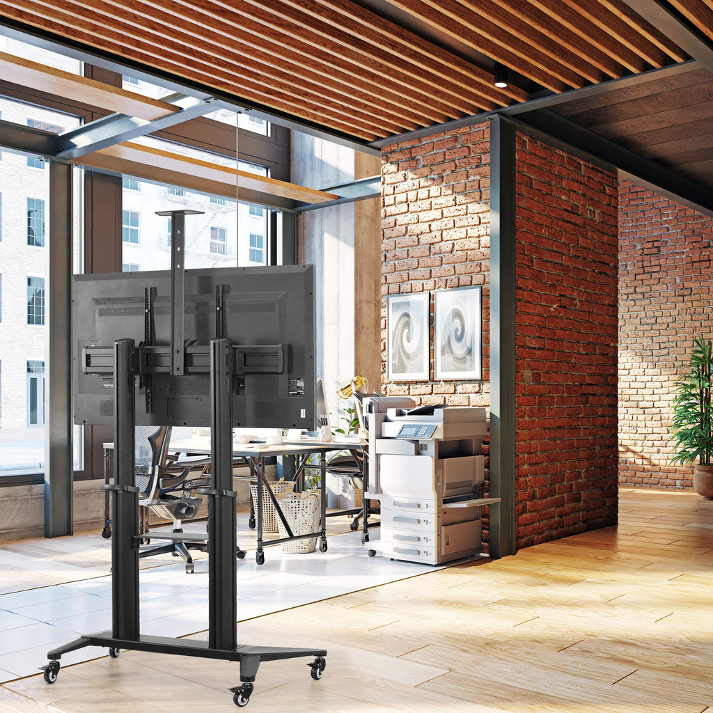 Aluminum Mobile TV Cart for 32 to 120 inch Screens up to 308 lbs, Black Q65211