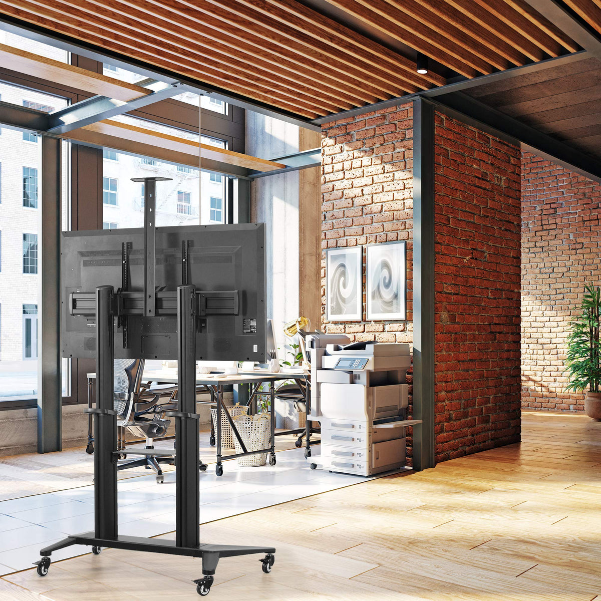Aluminum Mobile TV Cart for 32 to 120 inch Screens up to 308 lbs, Black Q65211
