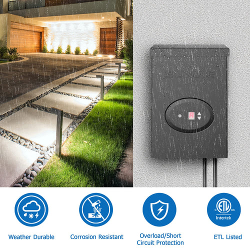 200W Low Voltage Landscape Lighting Transformer with Timer and Photocell Sensor W923530