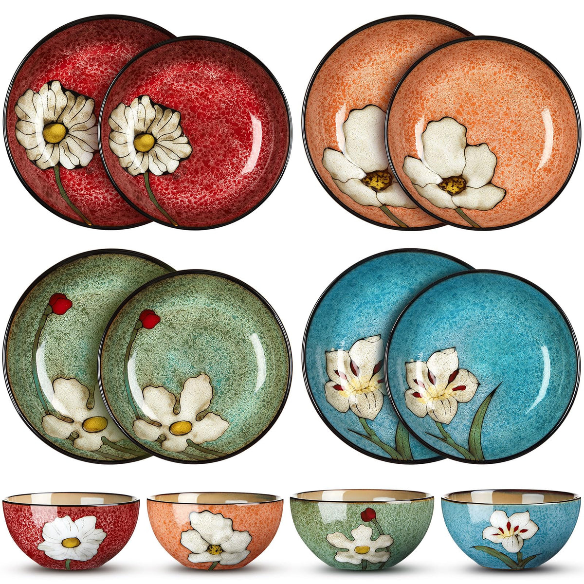 12 Pcs Floral Ceramic Dinnerware Set for 4 I241861