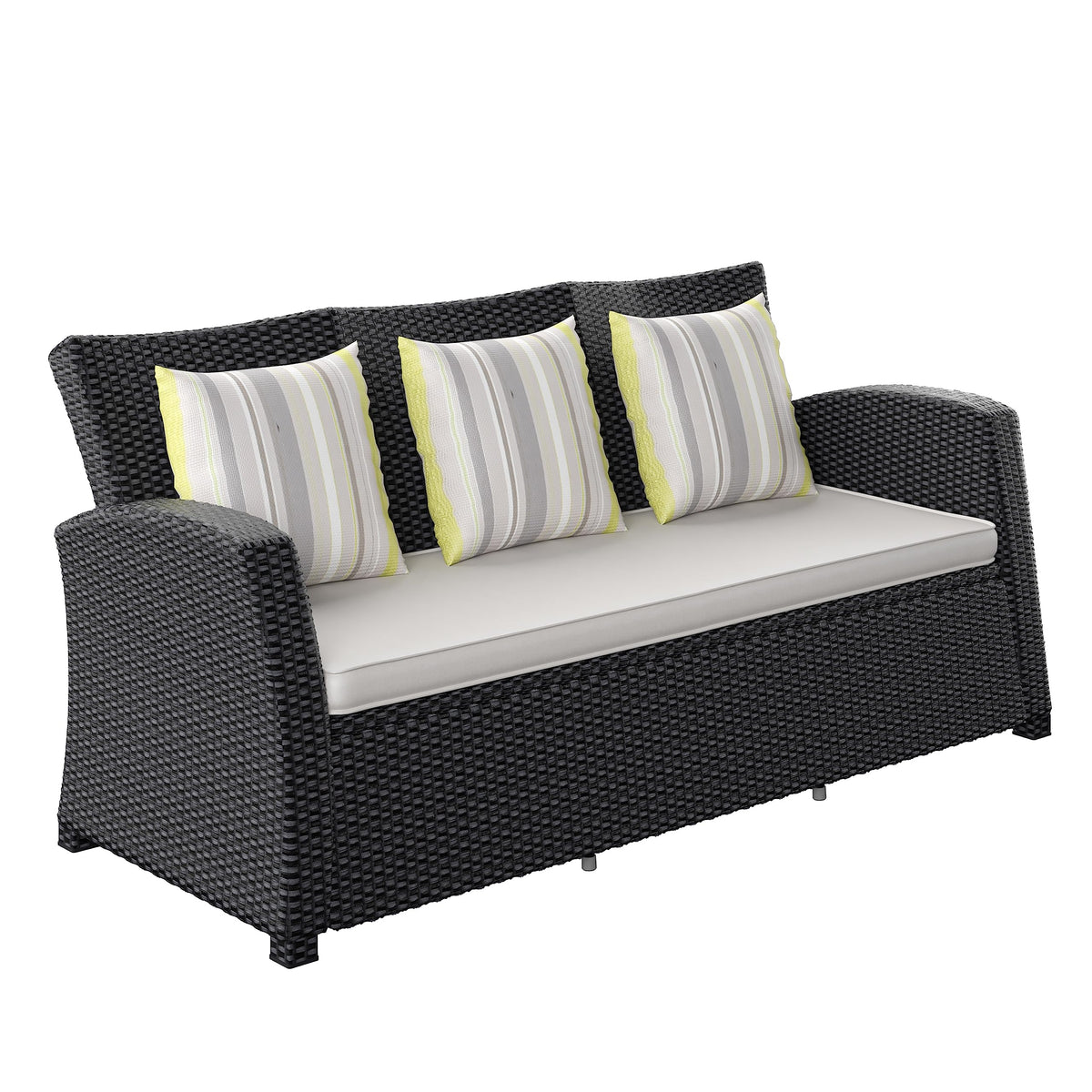 Light Grey Cushions Wicker 1-Piece Patio Sofa Q33165