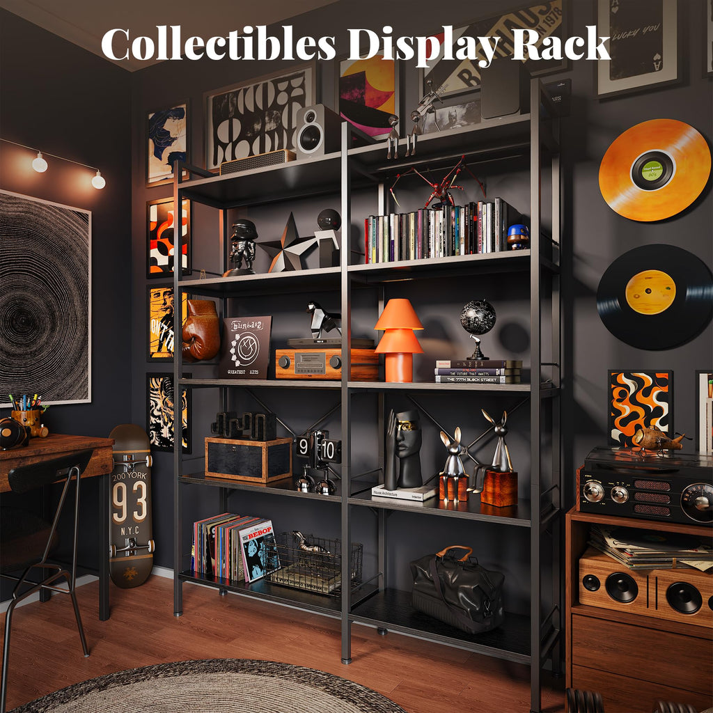5 Tier L Shaped Corner Bookshelf with 10 Open Shelves I639