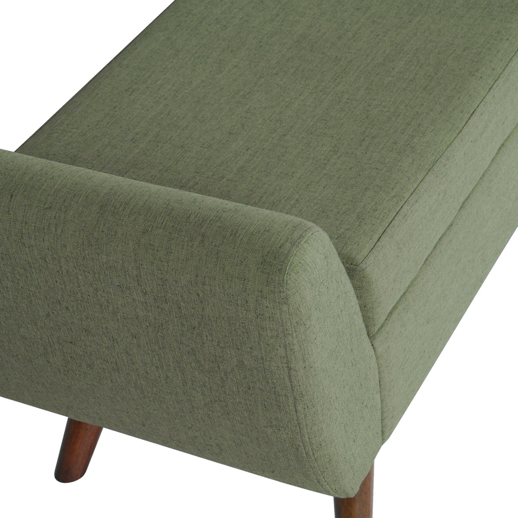 Olive Green Woven Storage Bench with Wood Legs V92757
