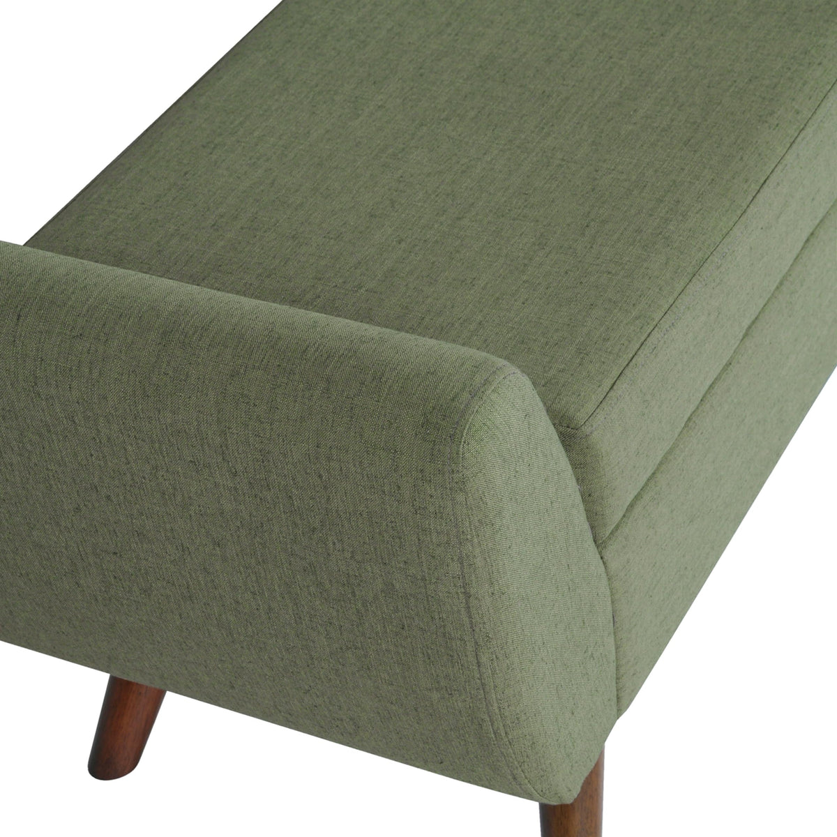 Olive Green Woven Storage Bench with Wood Legs V92757