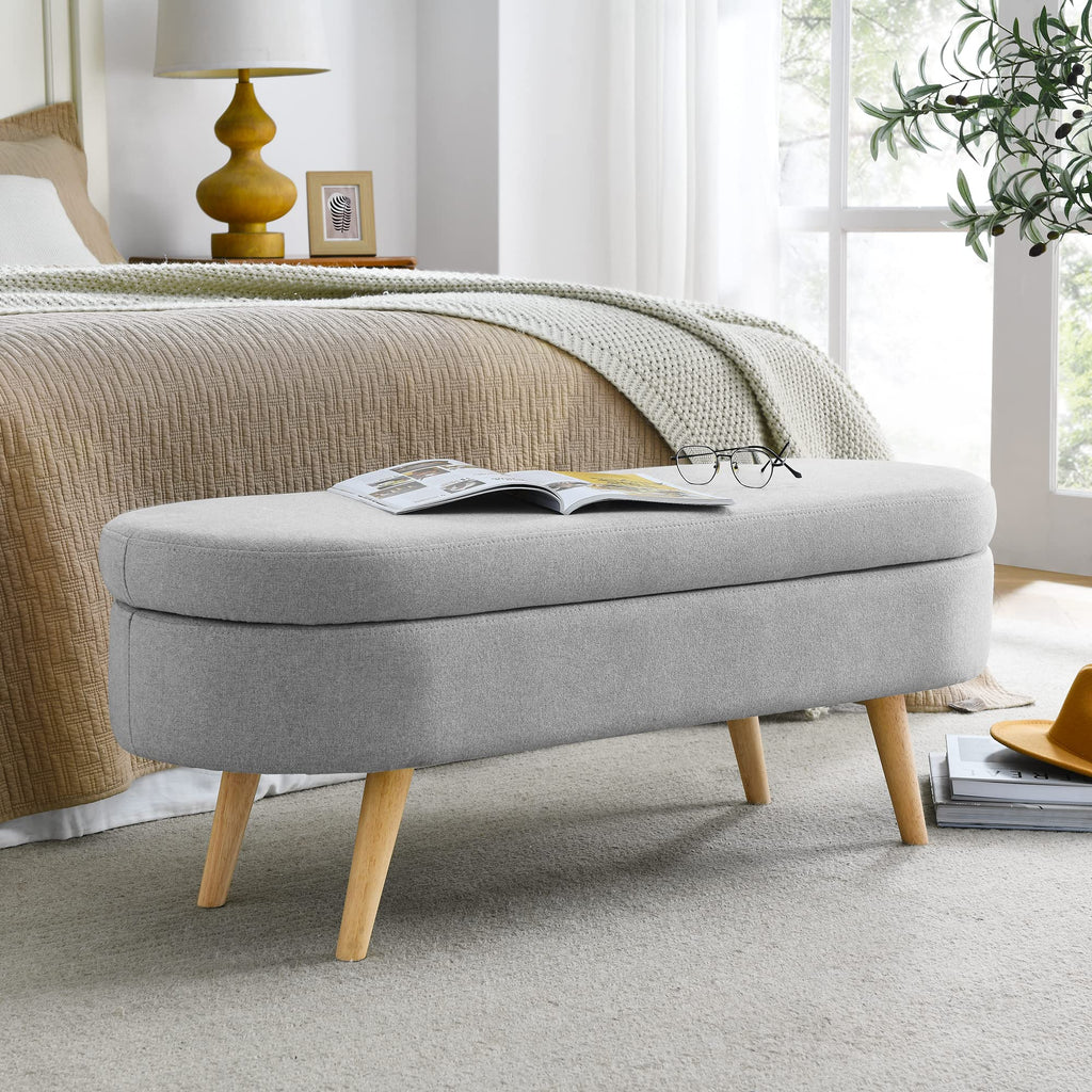 Oval Storage Bench with Rubber Wood Legs K834526
