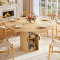 47.2" Round Wood Dining Table with 4 Drawers A492349